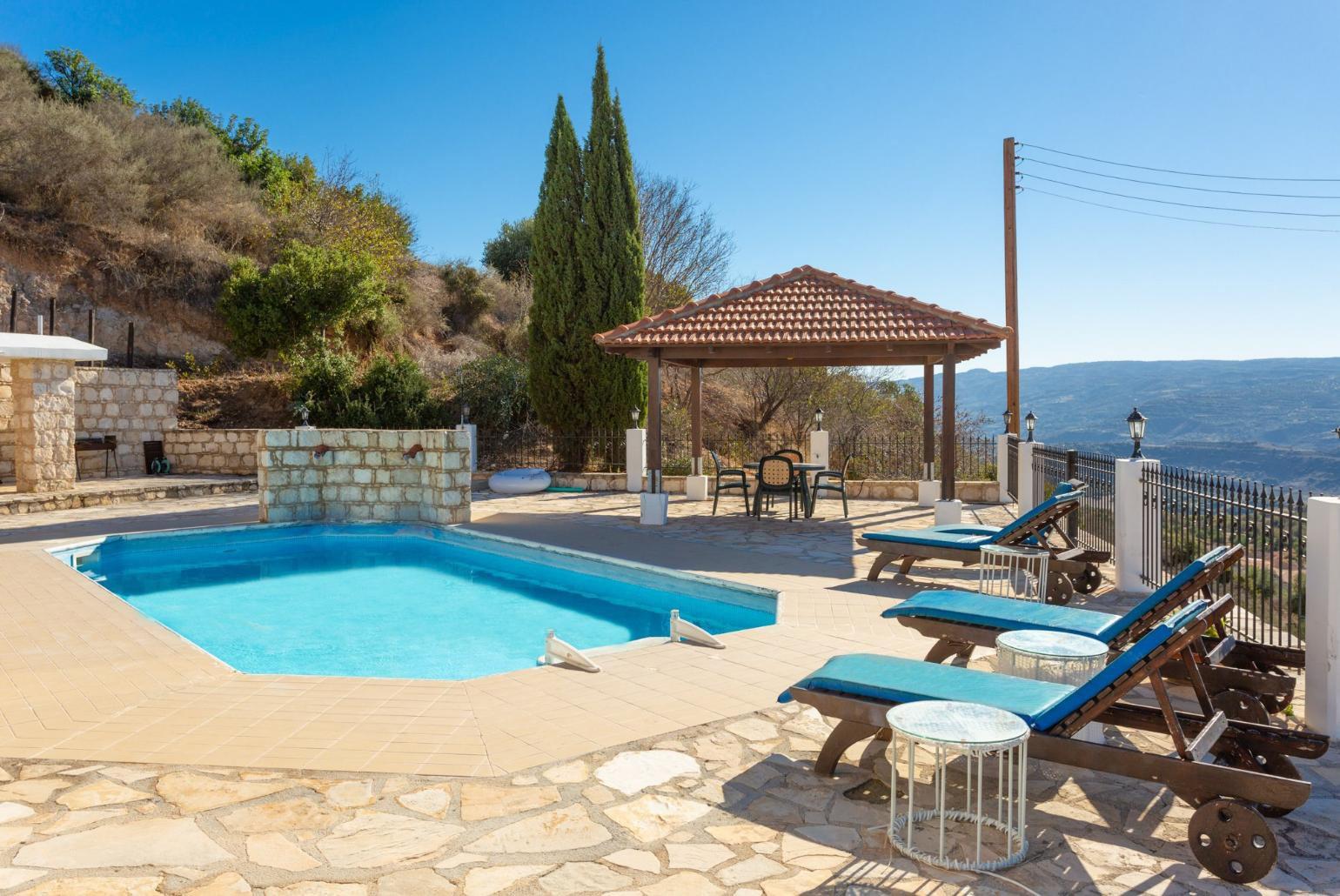 Private pool and terrace with panoramic sea views