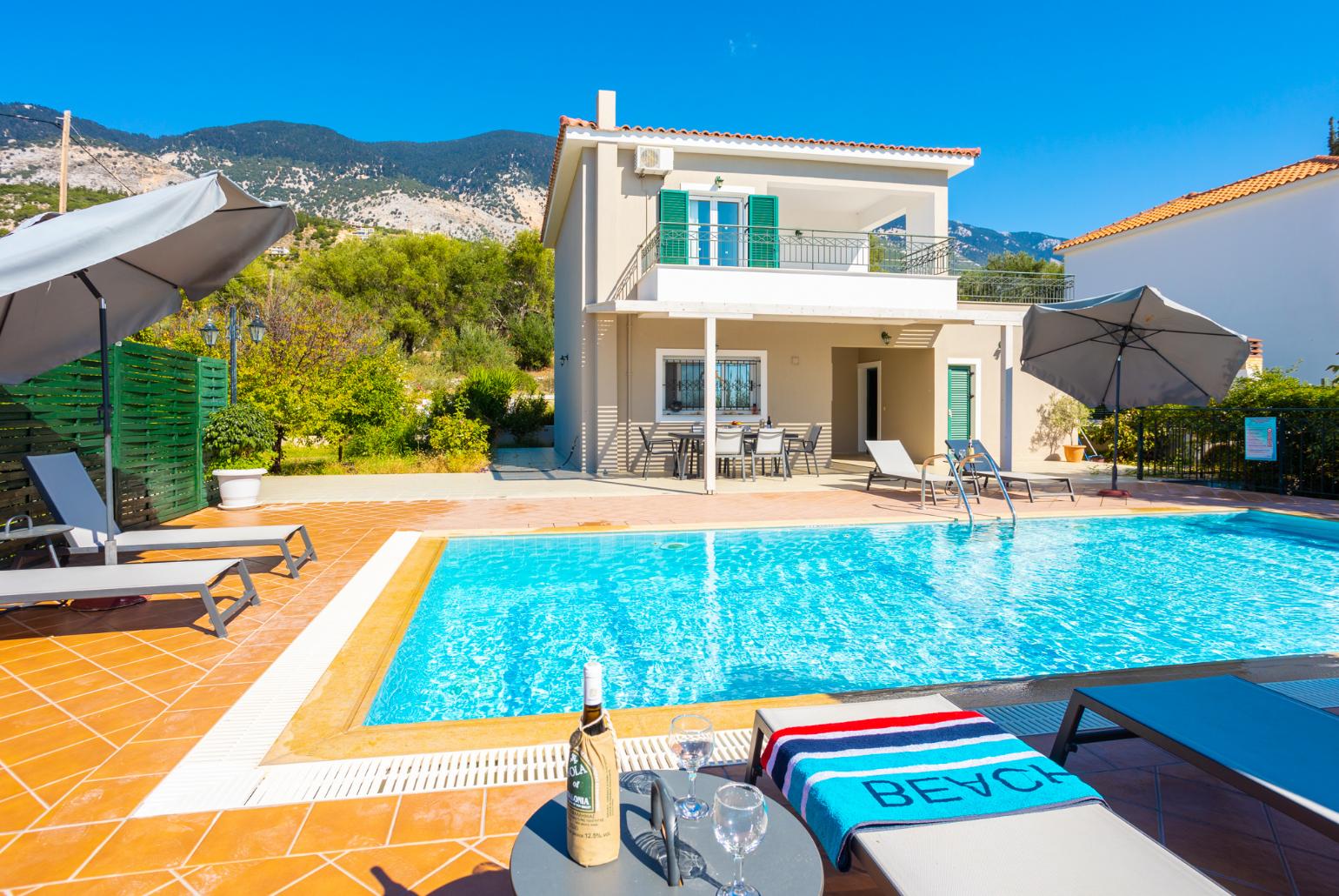 ,Beautiful villa with private pool and terrace with sea views