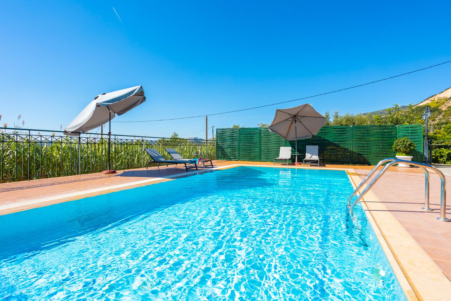 Private pool and terrace with sea views