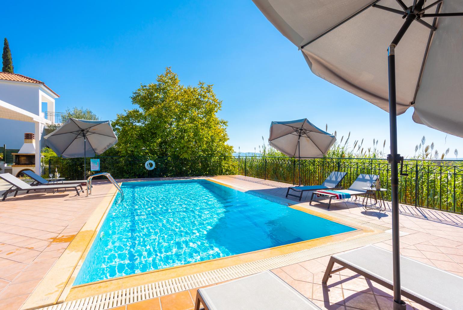 Private pool and terrace with sea views