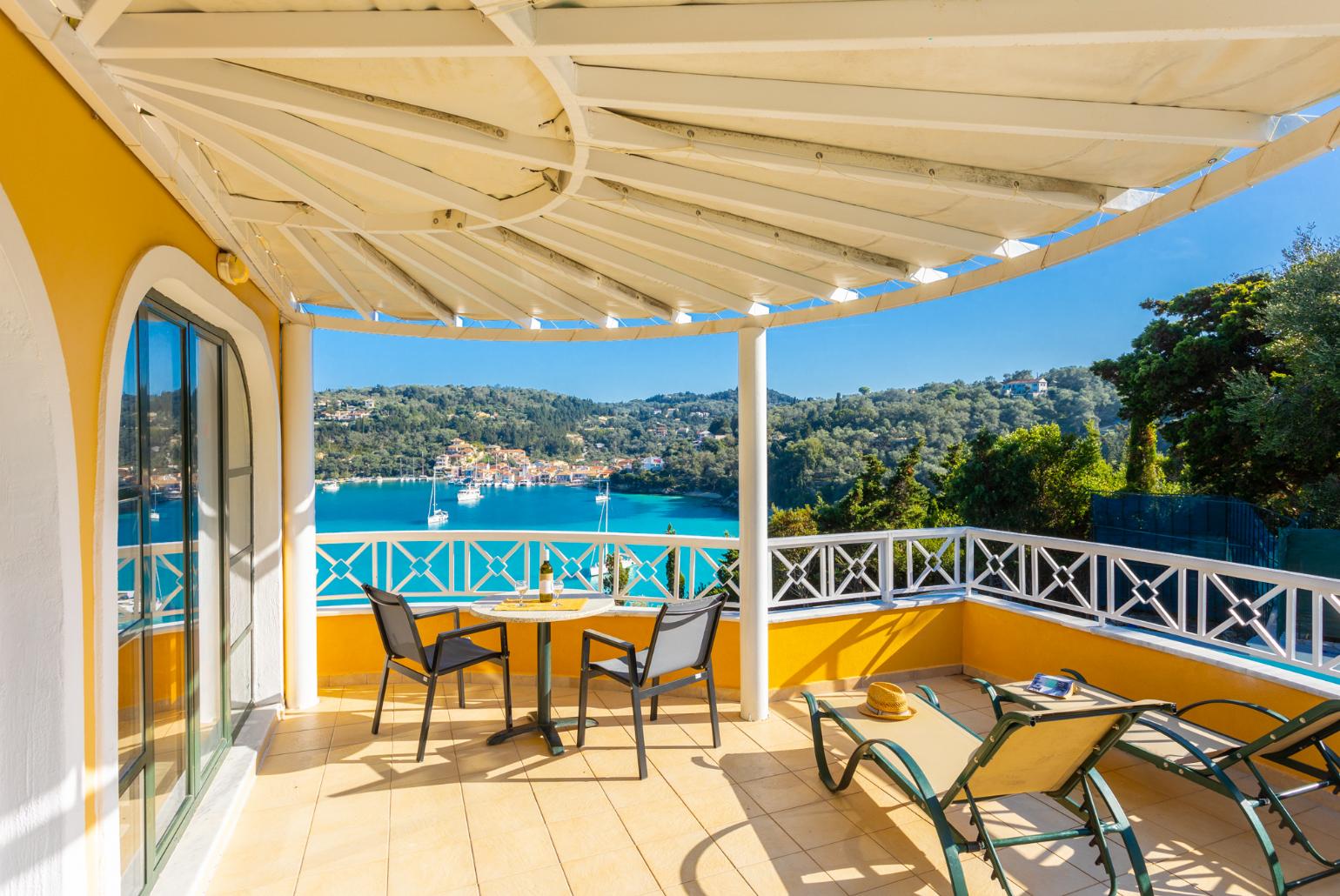 Sheltered terrace area with sea views