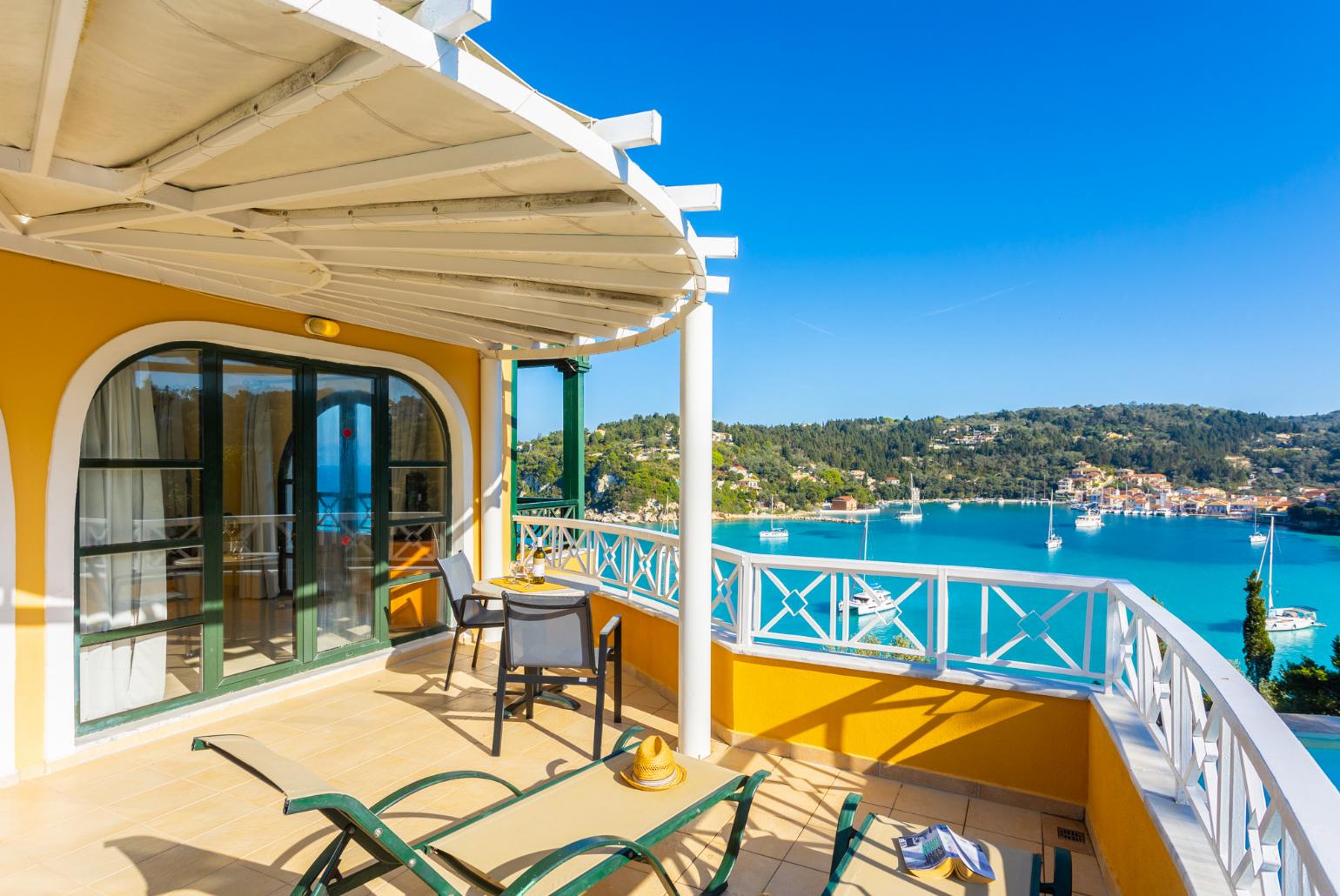 Sheltered terrace area with sea views