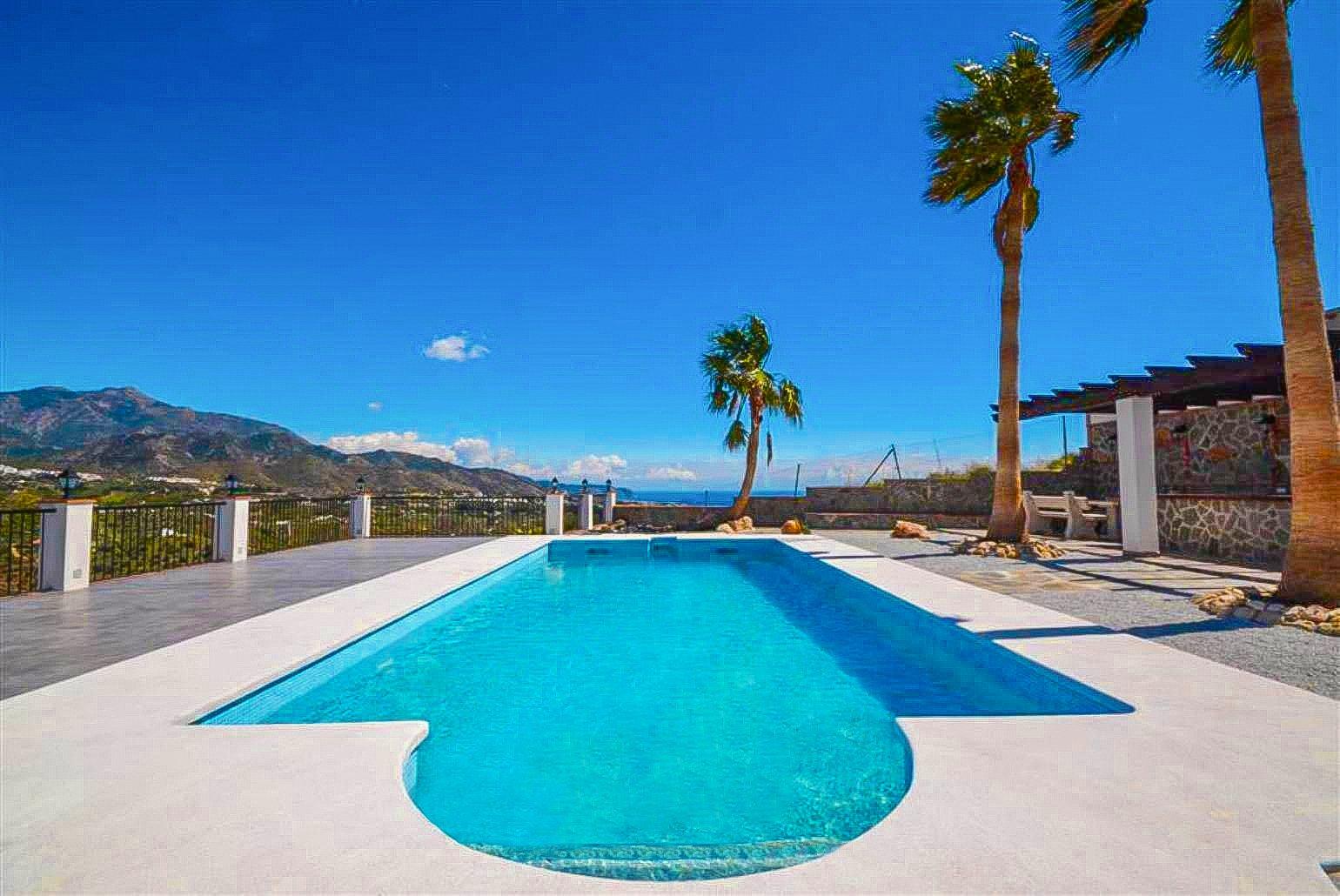 Private pool with terrace area and sea view