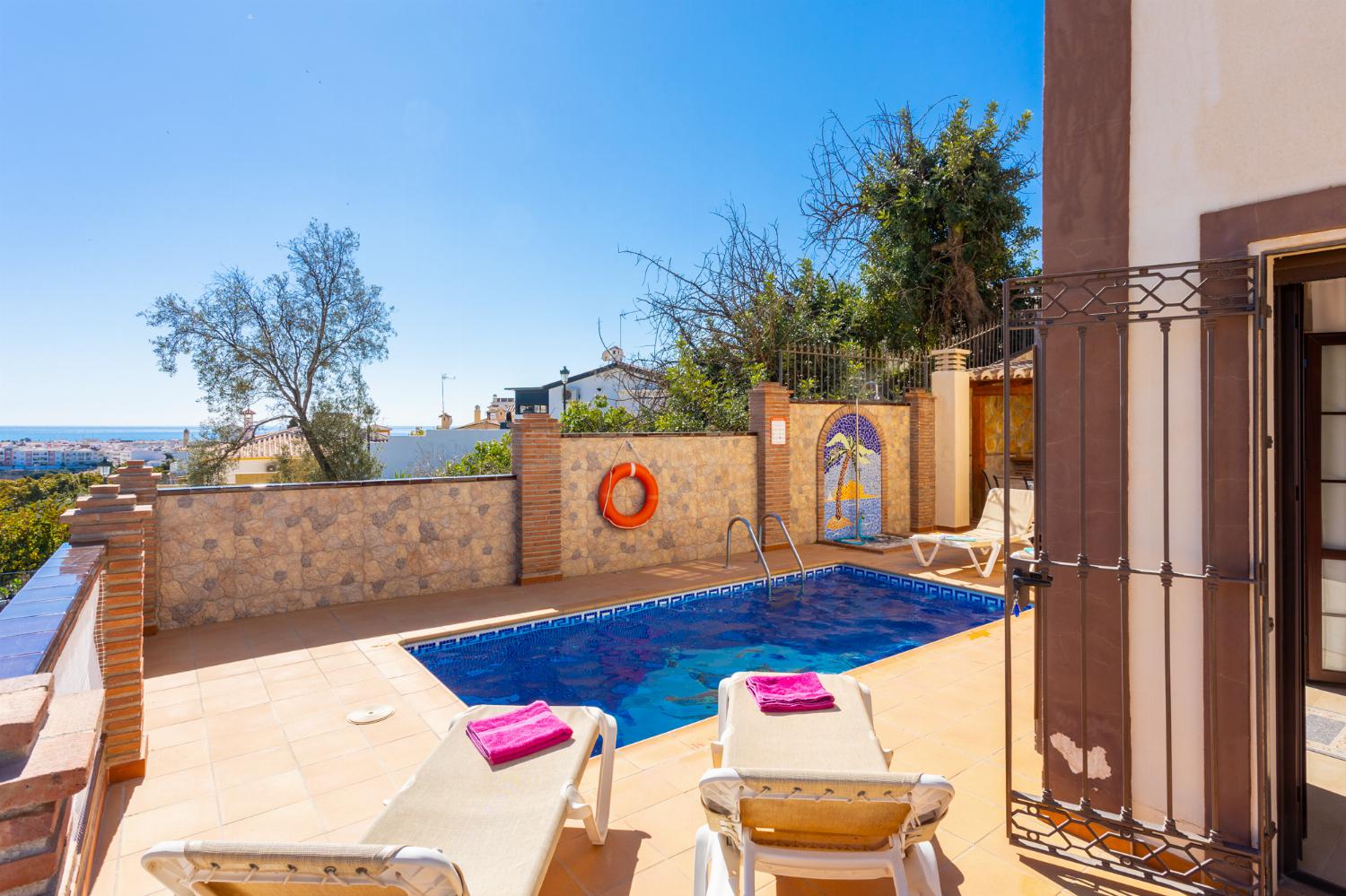 Private pool and terrace with sea views