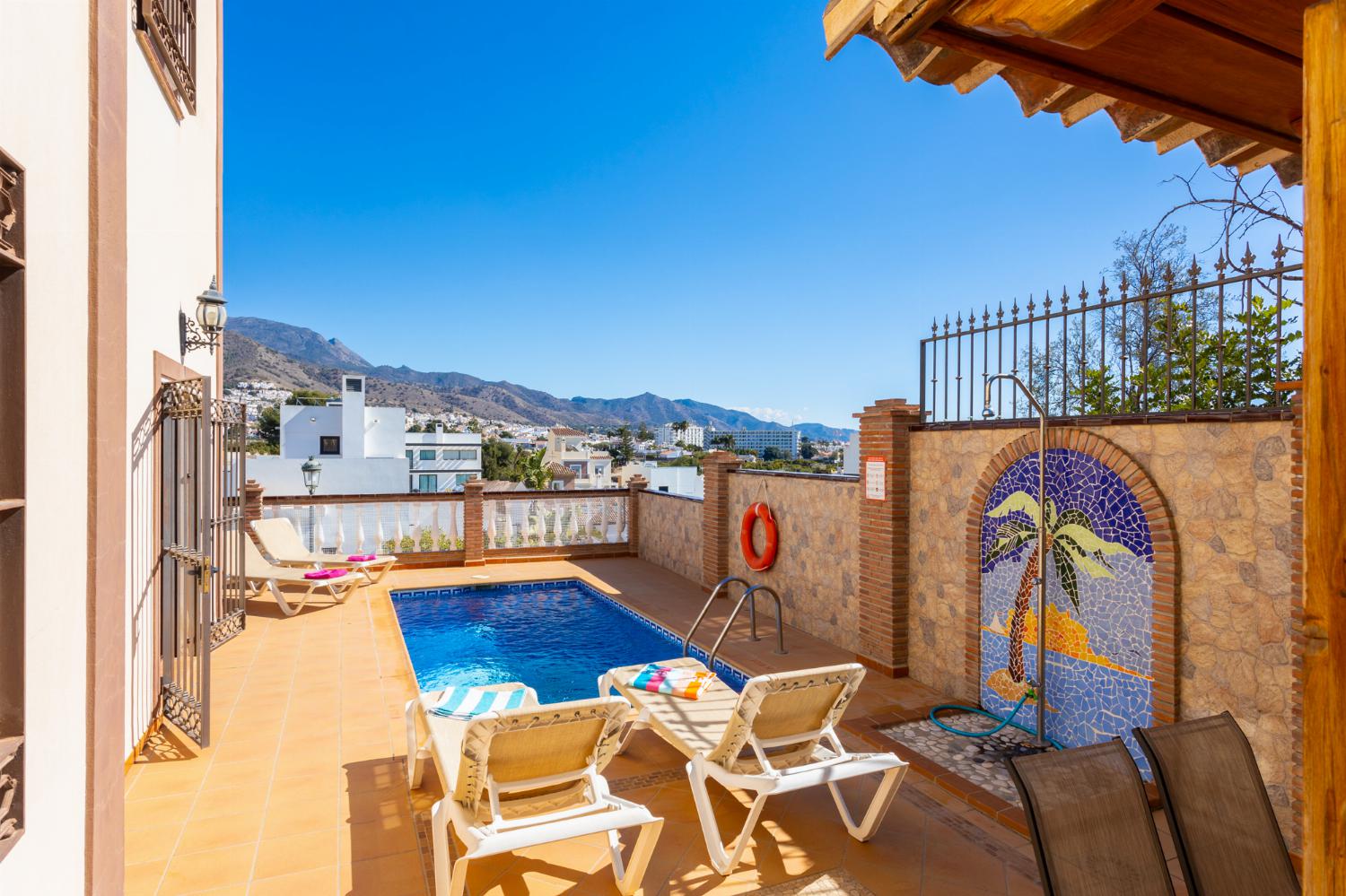 Private pool and terrace with sea views