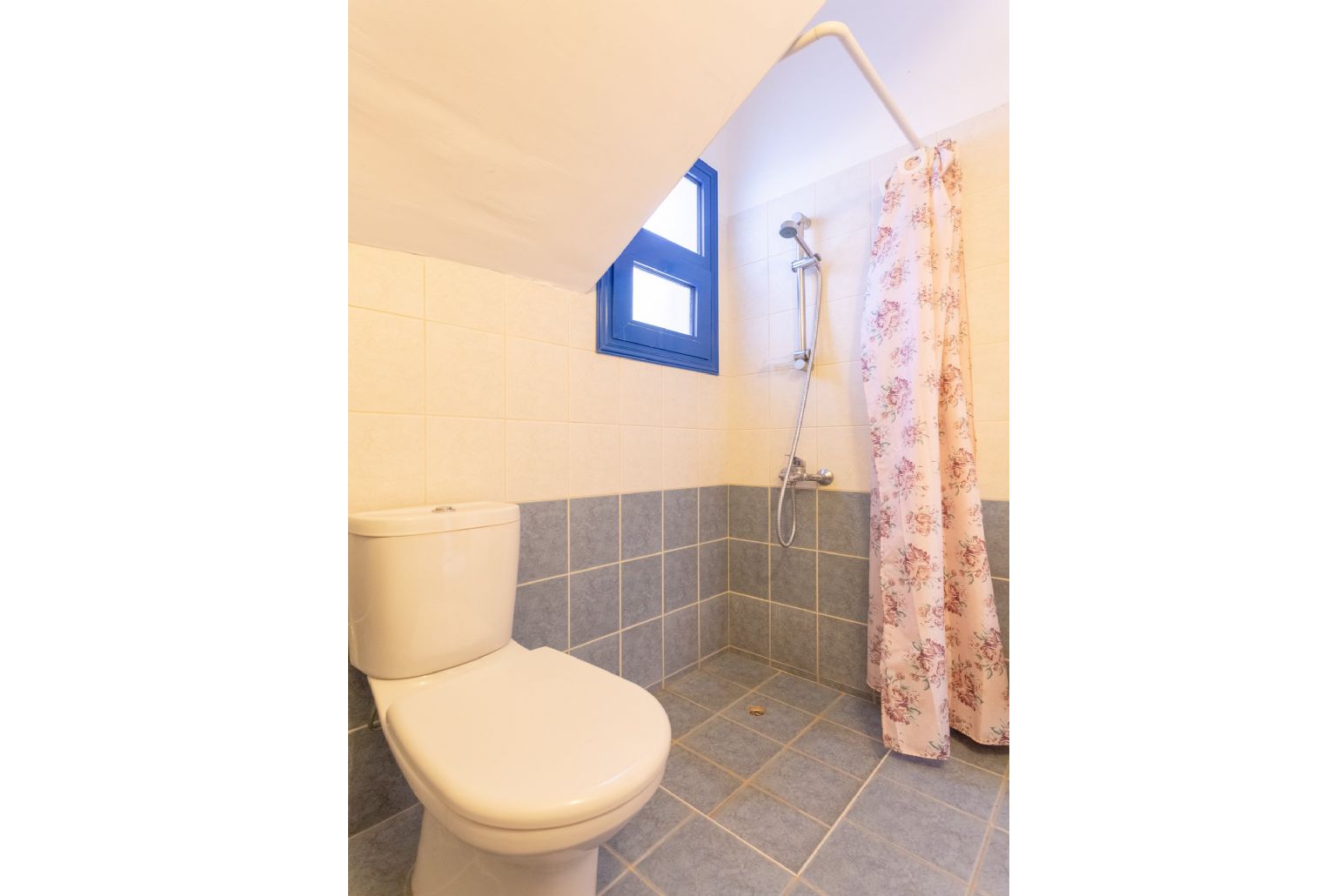 Family bathroom with overhead shower