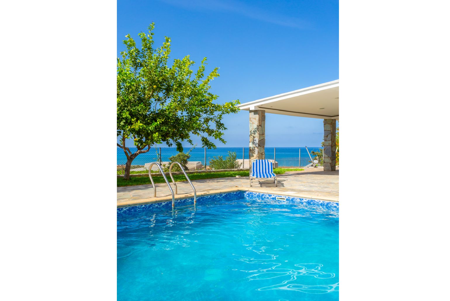 Private pool and terrace with sea views