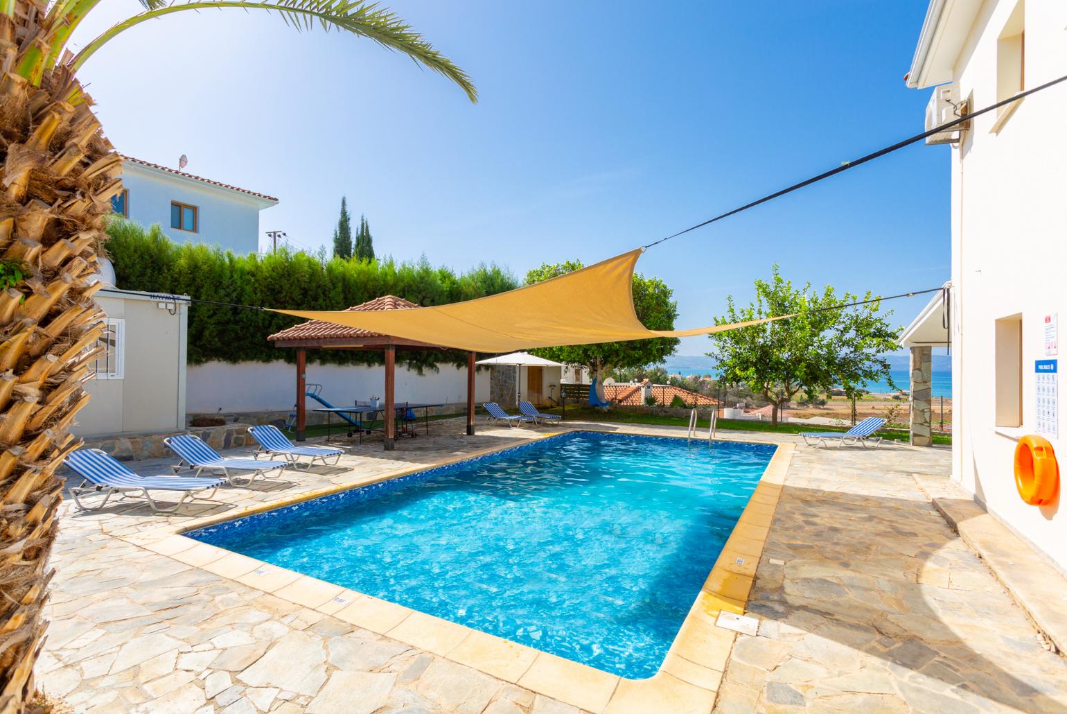 Private pool and terrace with sea views