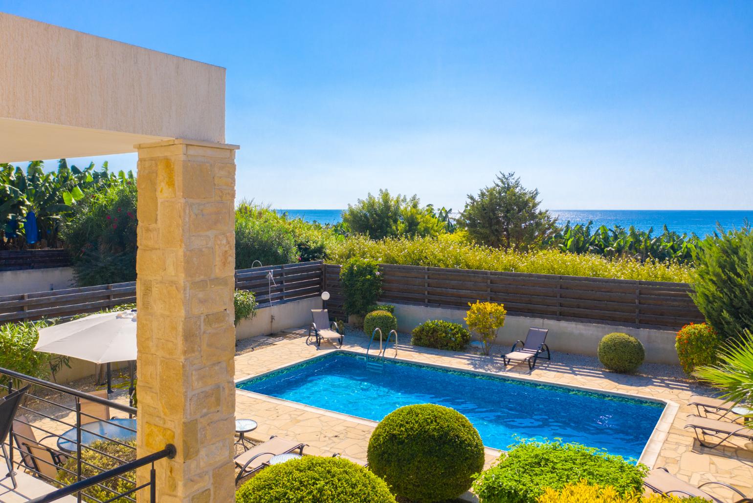 Private pool and terrace with sea views