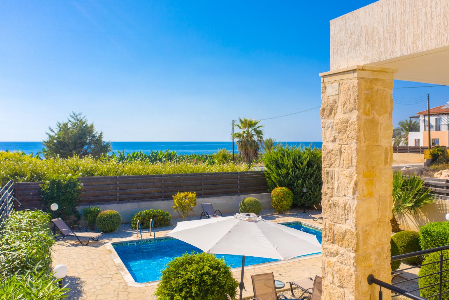 Private pool and terrace with sea views