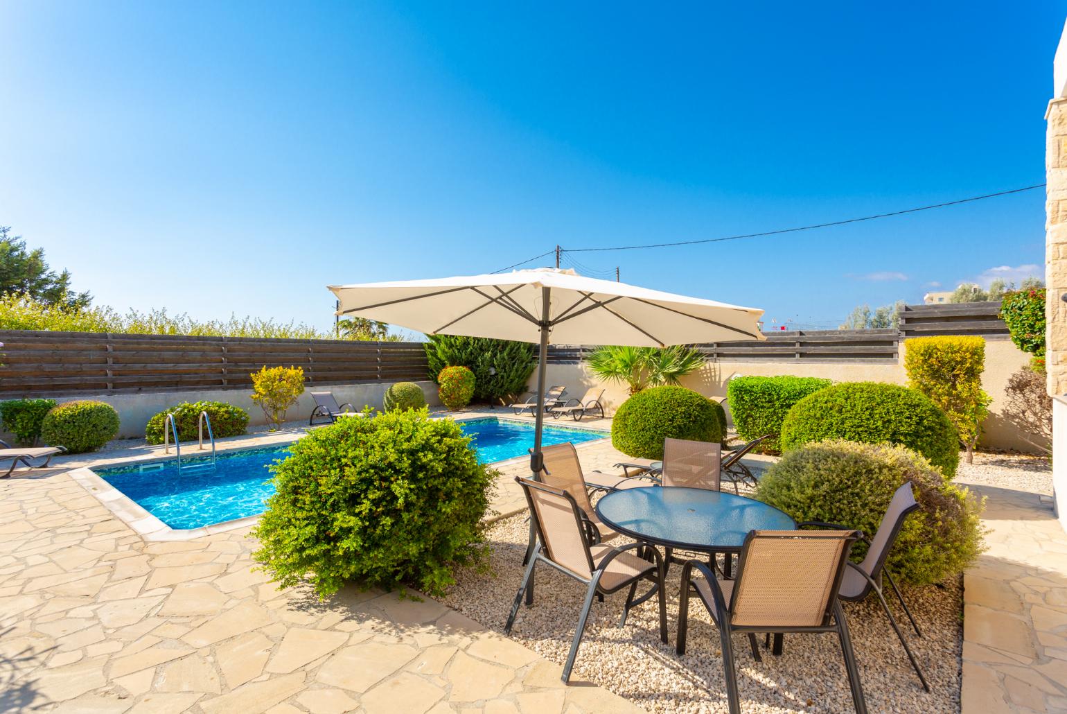 Private pool and terrace with sea views