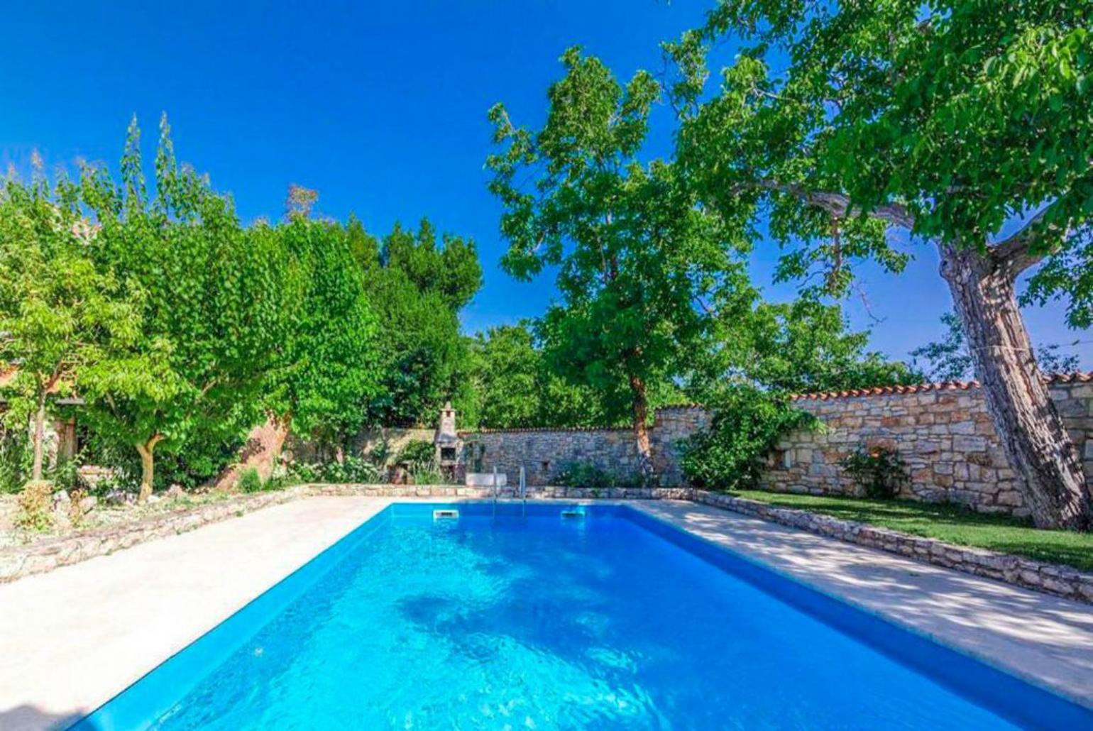 Private pool, terrace, and garden