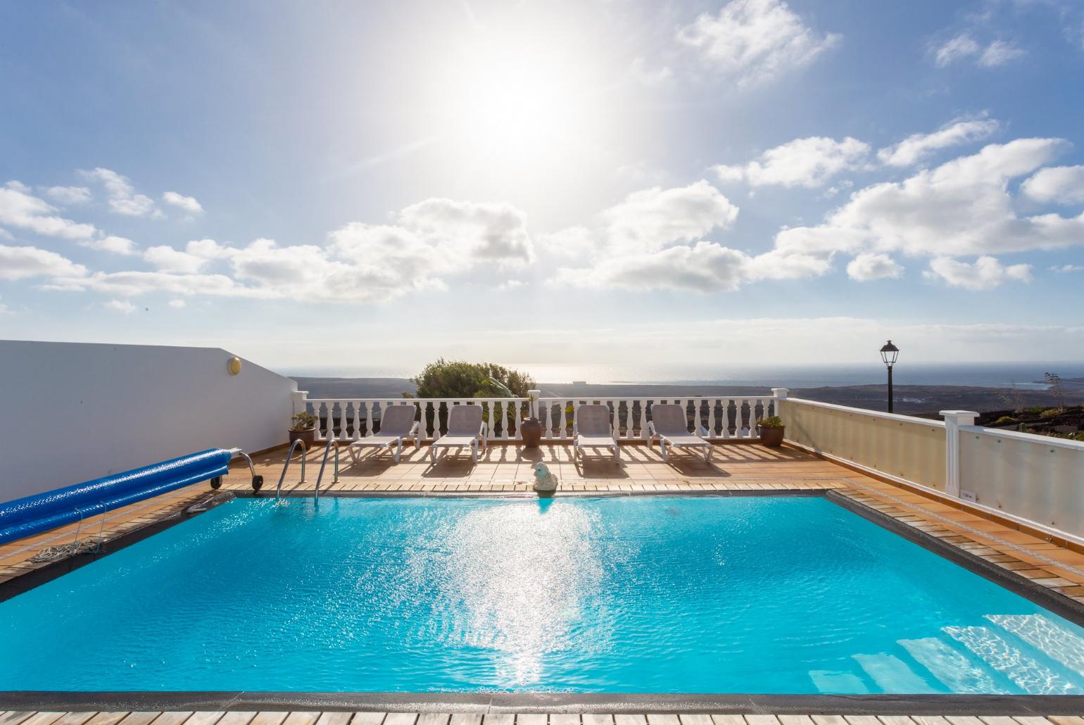 Private pool and terrace with sea views