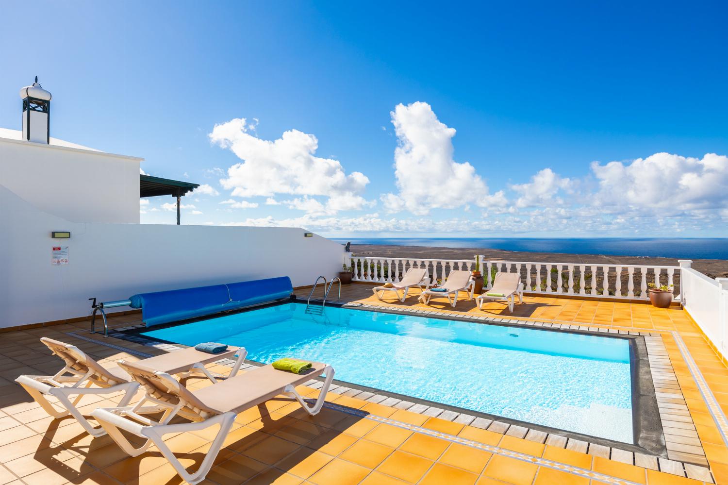 Private pool and terrace with sea views