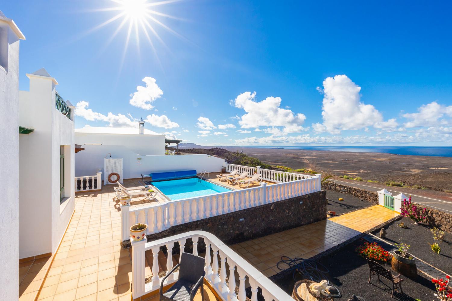Private pool and terrace with sea views