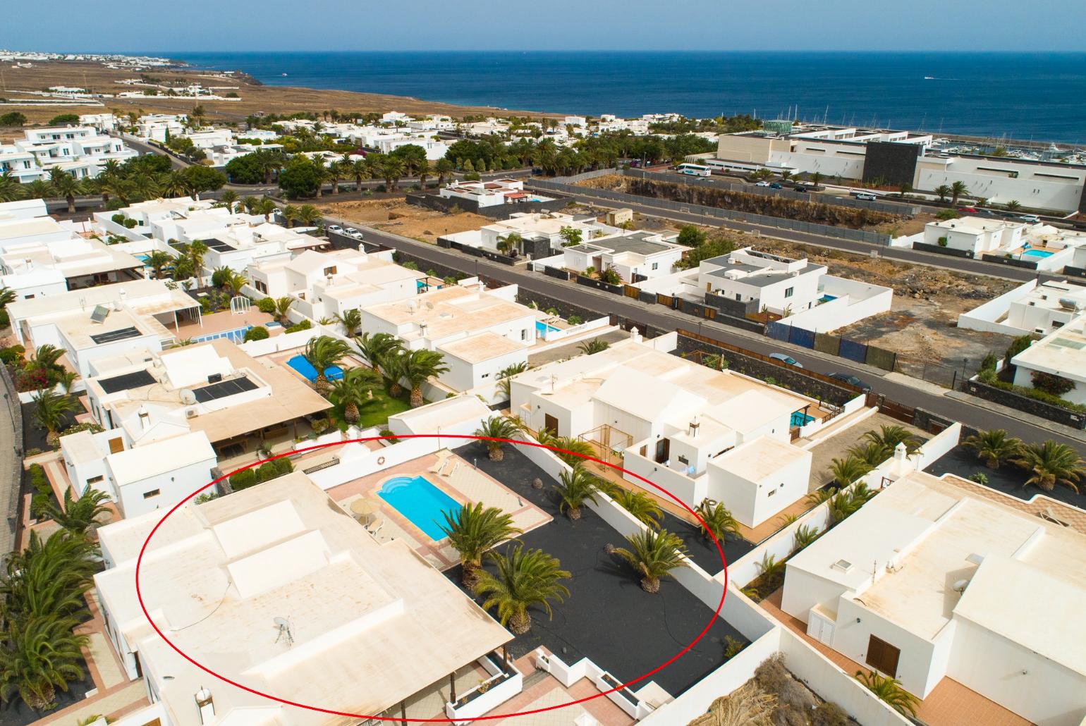 Aerial view showing location of Villa Dorada