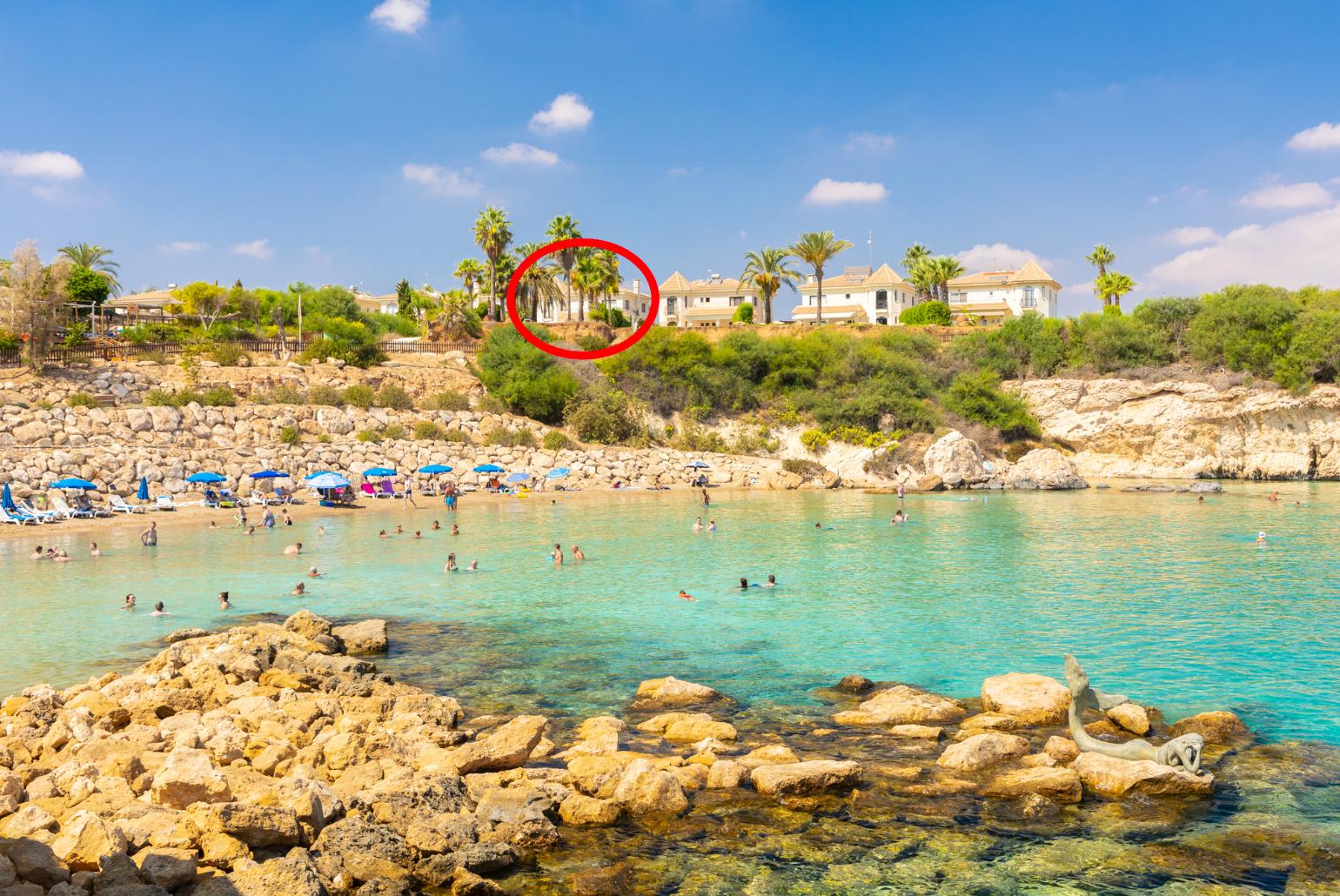 View of Malama Beach showing location of Villa Brigitte