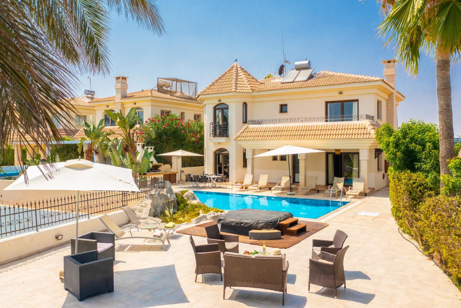 Beautiful villa with private pool, jacuzzi, terrace, and garden with sea views