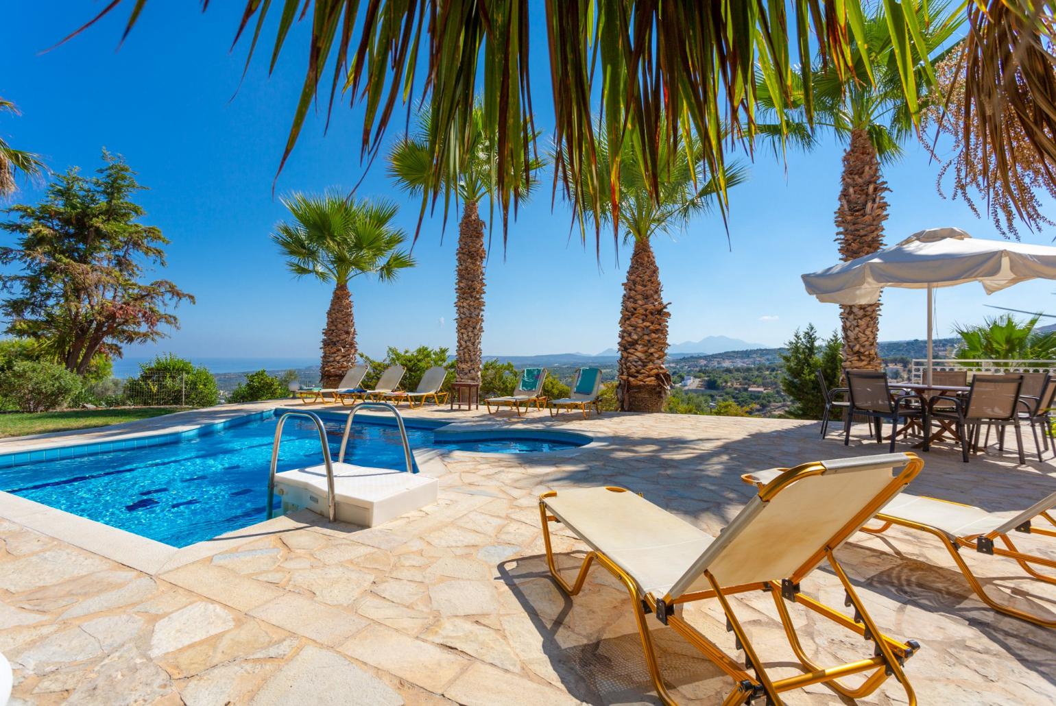 Private pool and terrace with sea views