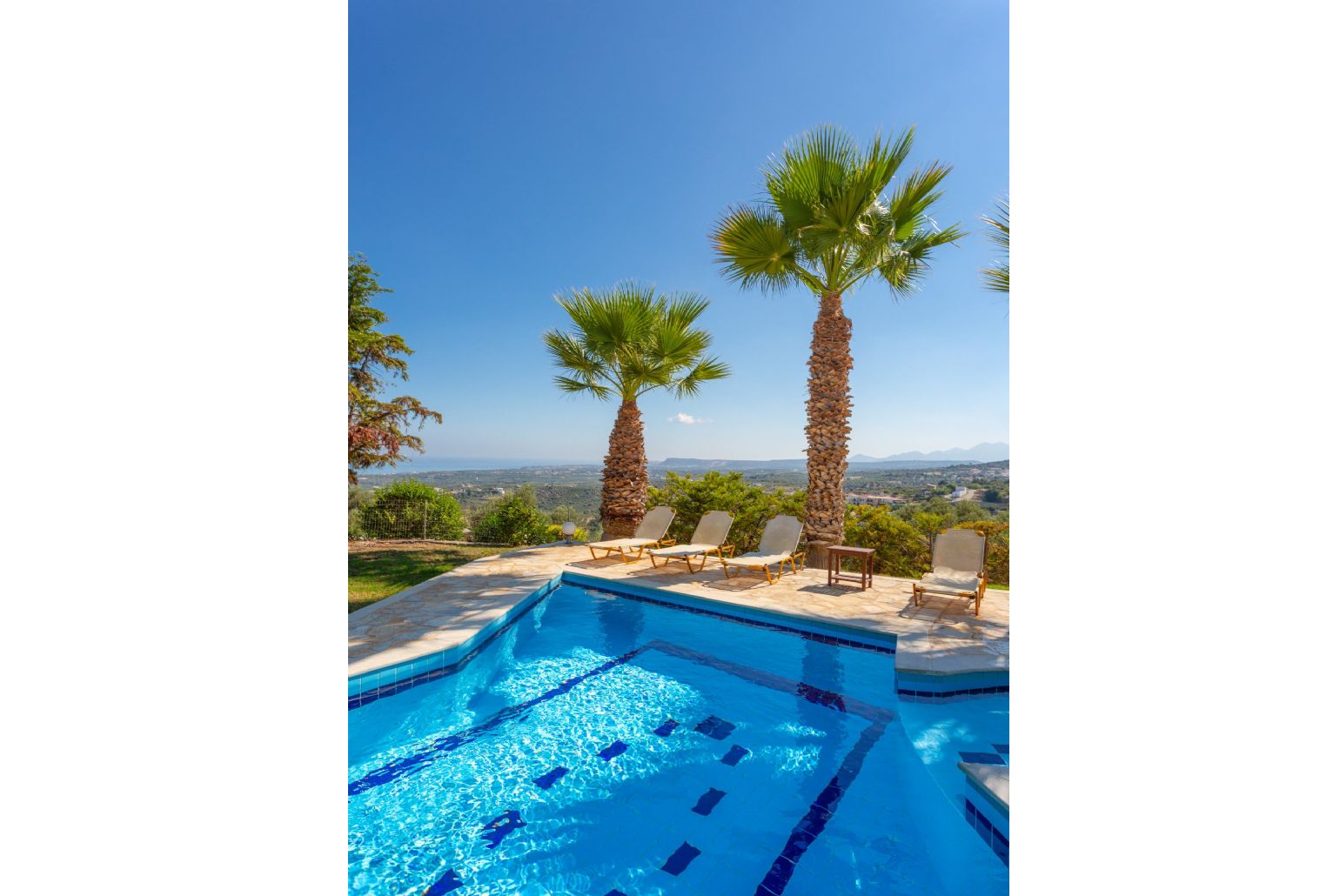 Private pool and terrace with sea views