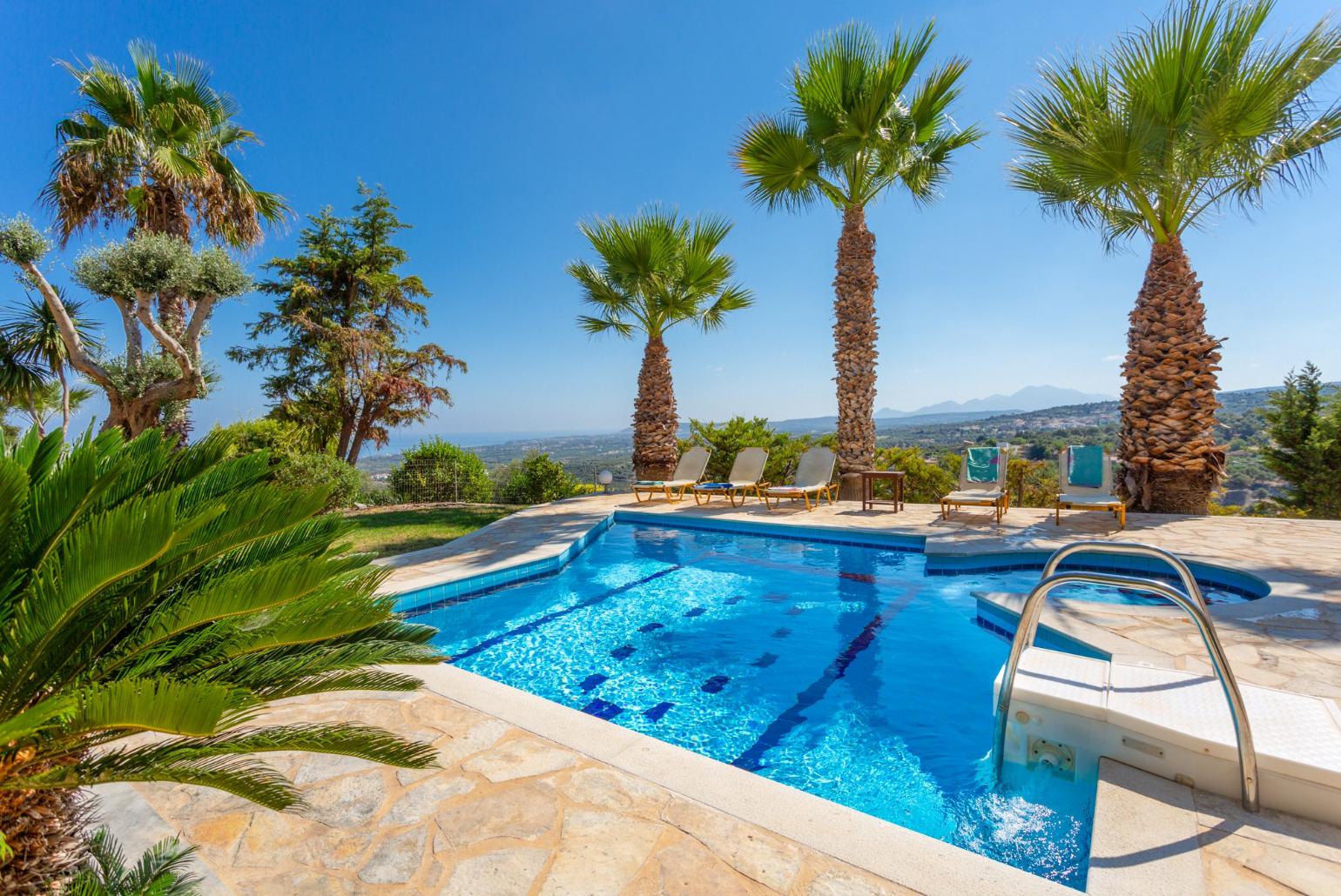 Private pool and terrace with sea views