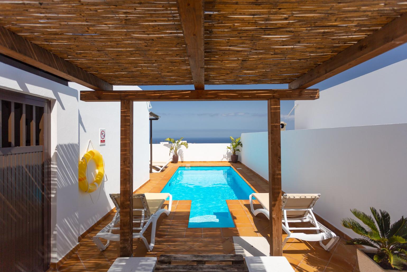 Private pool and terrace with sea views