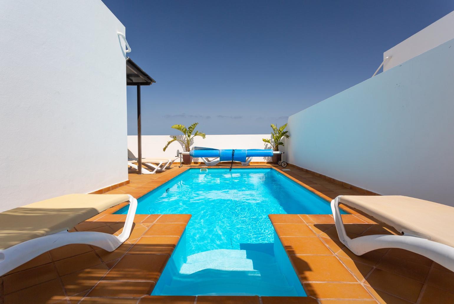 Private pool and terrace with sea views
