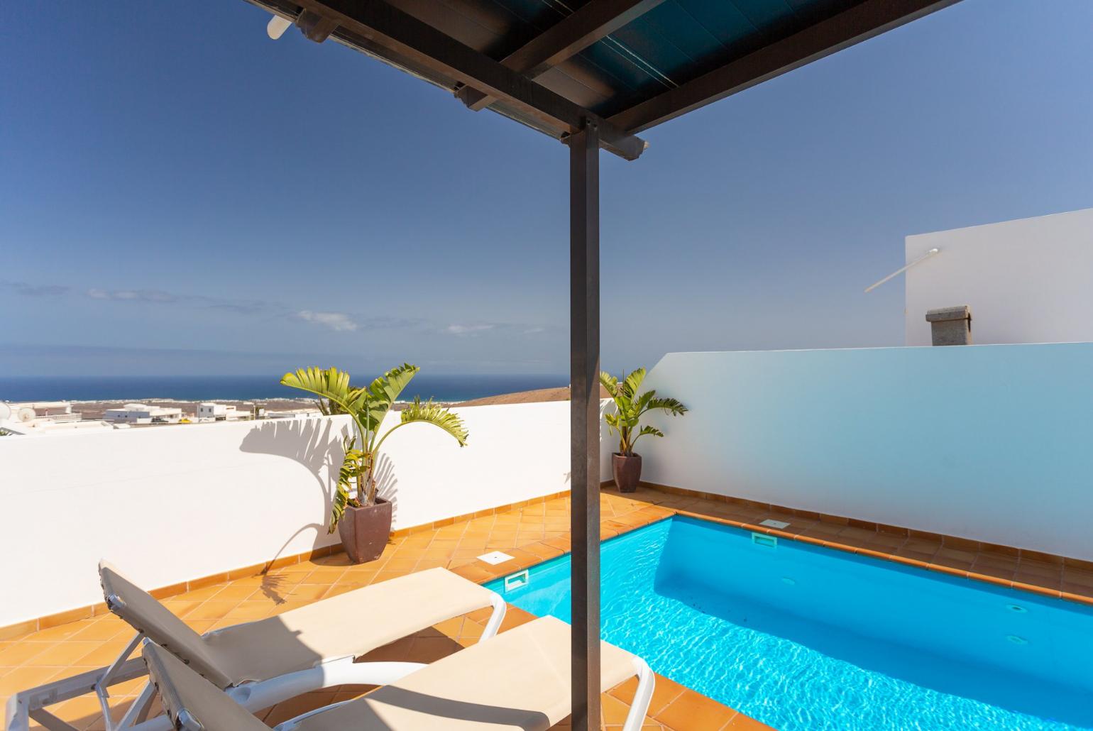 Private pool and terrace with sea views