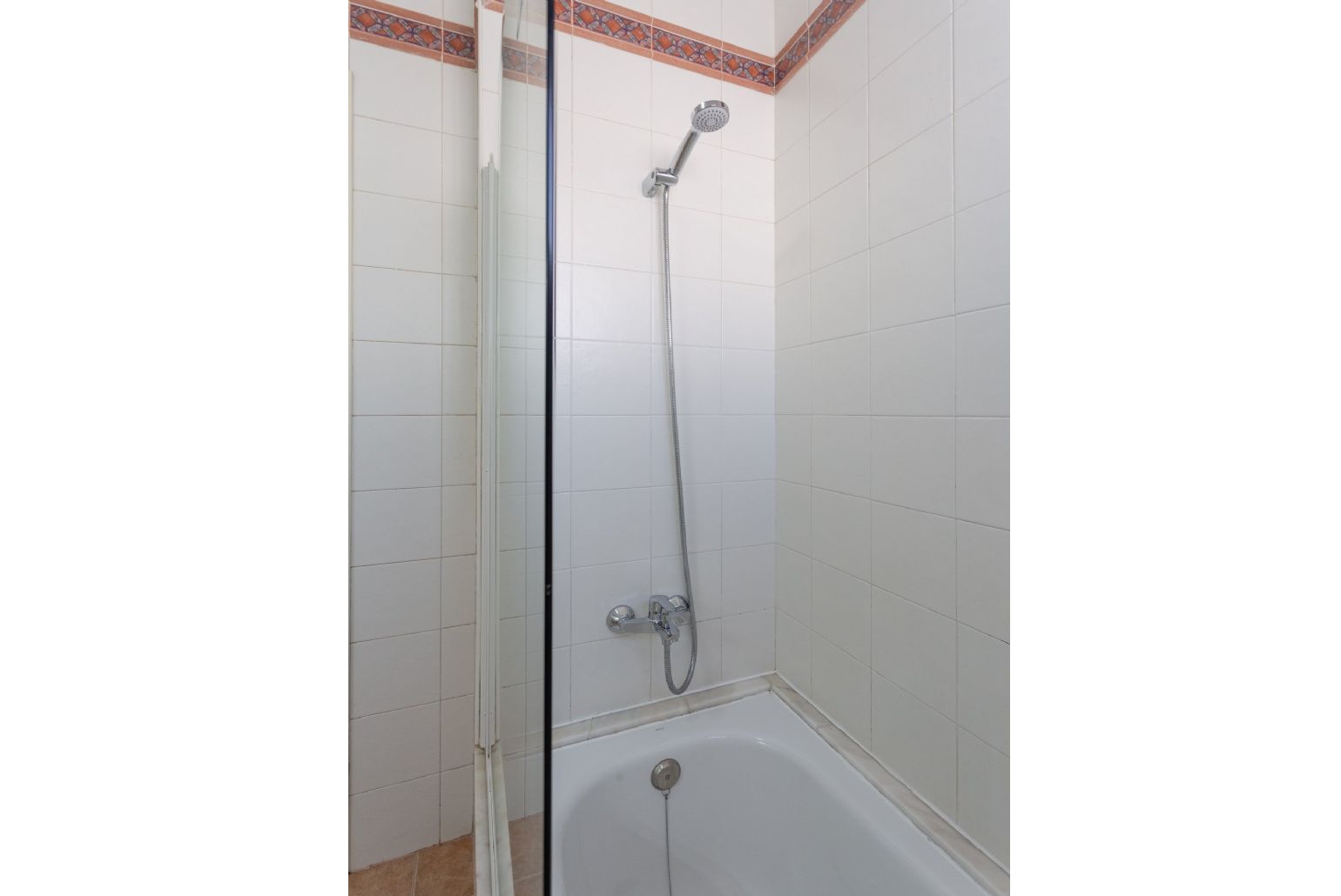 Family bathroom with overhead shower