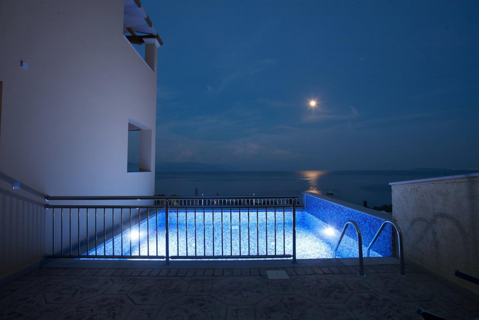 Private pool and terrace with panoramic sea views