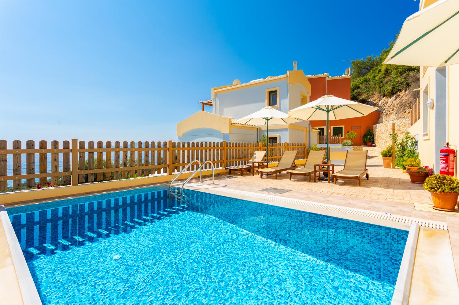 Private pool and terrace with sea views