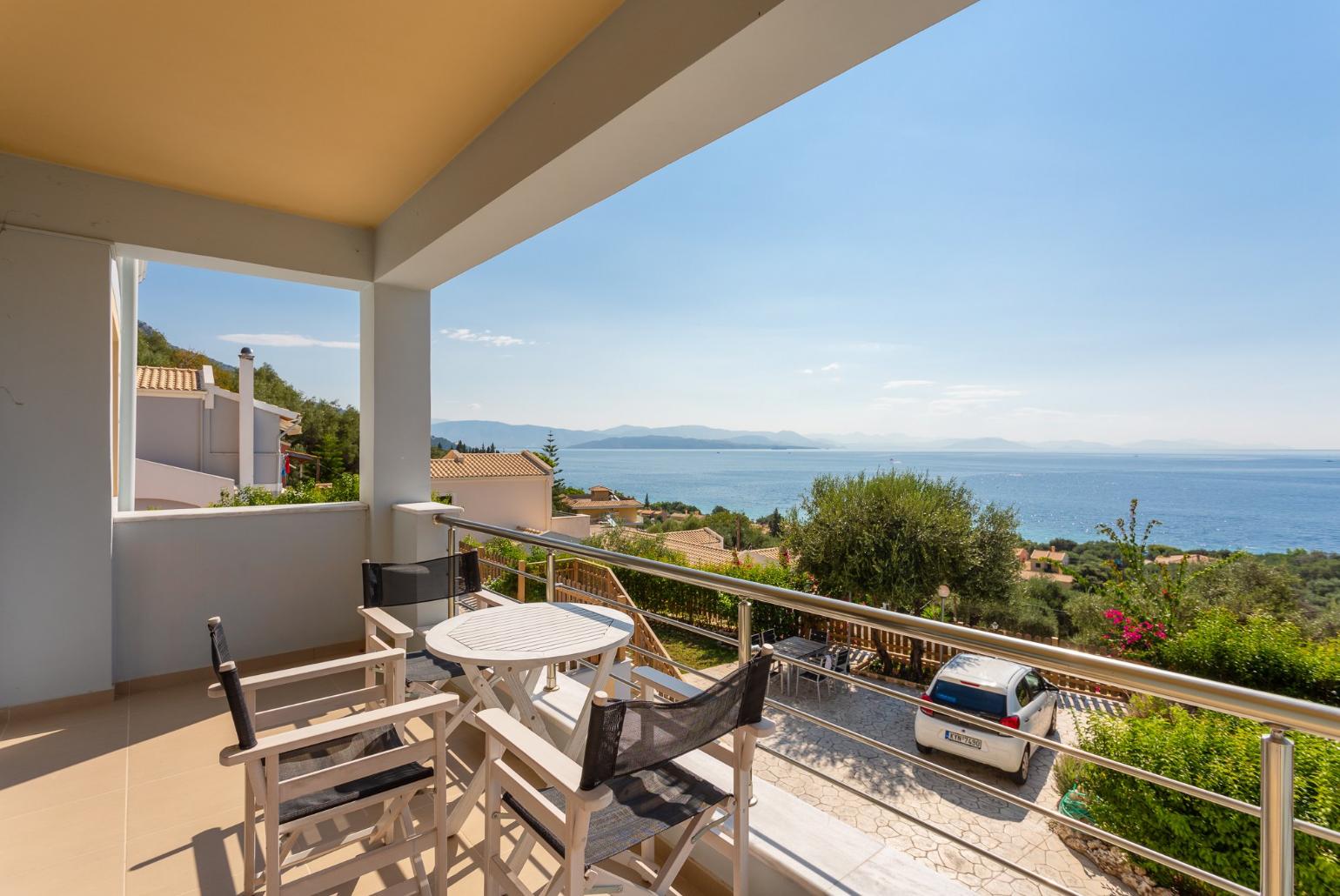 Balcony on first floor with panoramic sea views