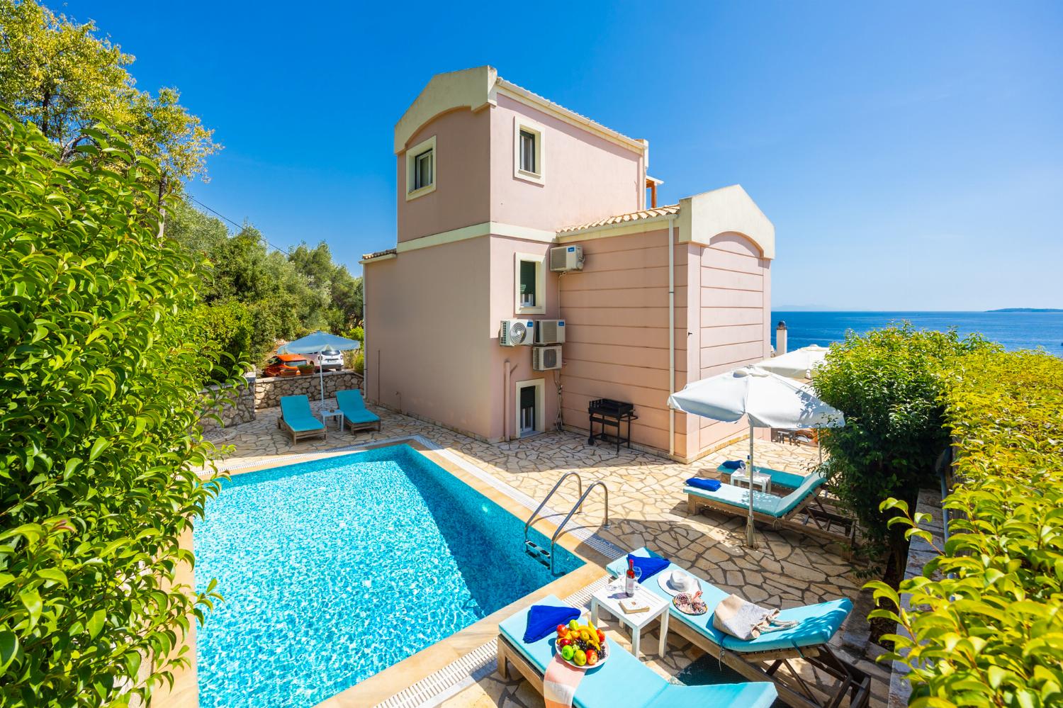 ,Beautiful villa with private pool and terrace with sea views