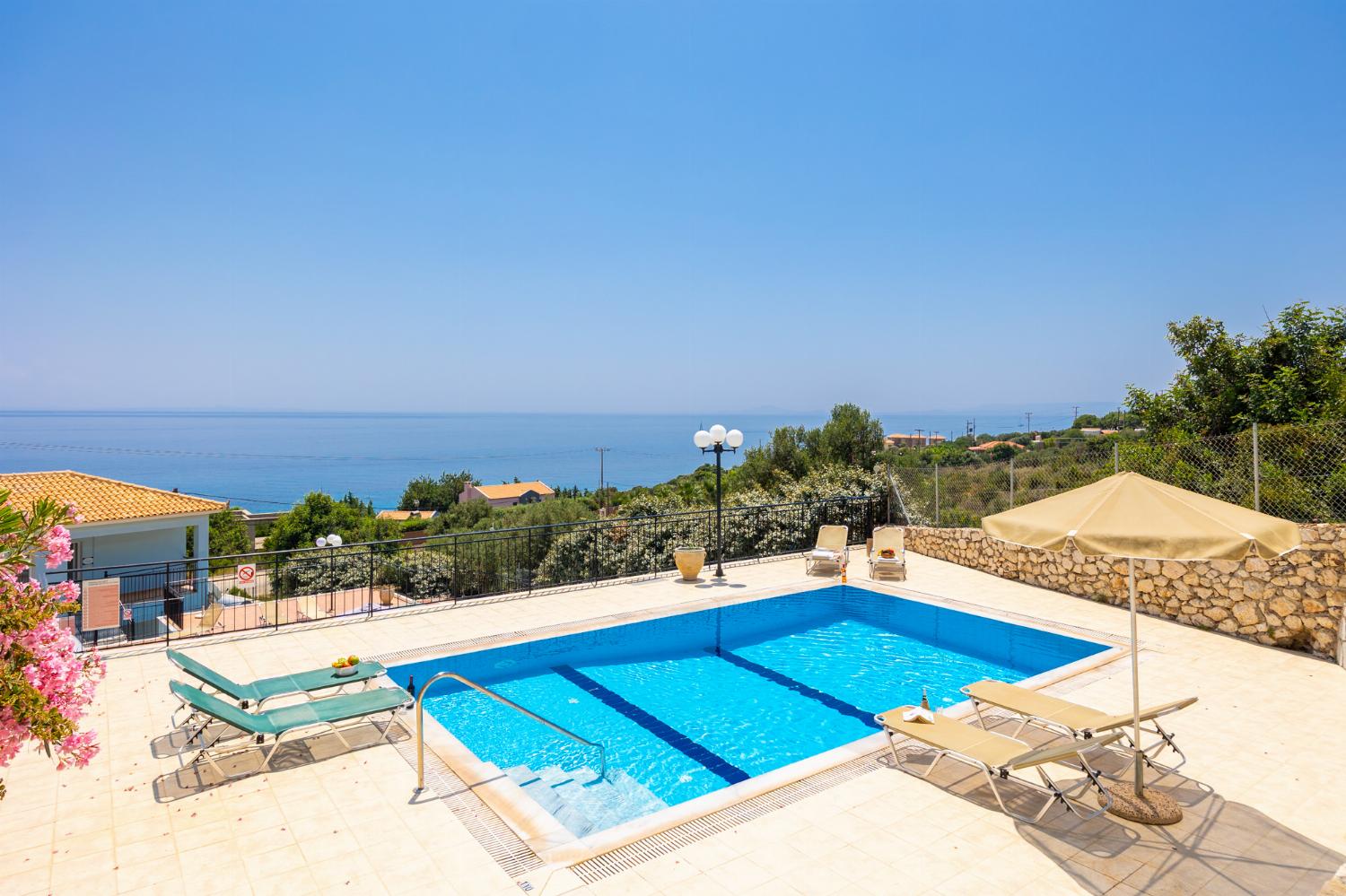 Private pool and terrace with sea views