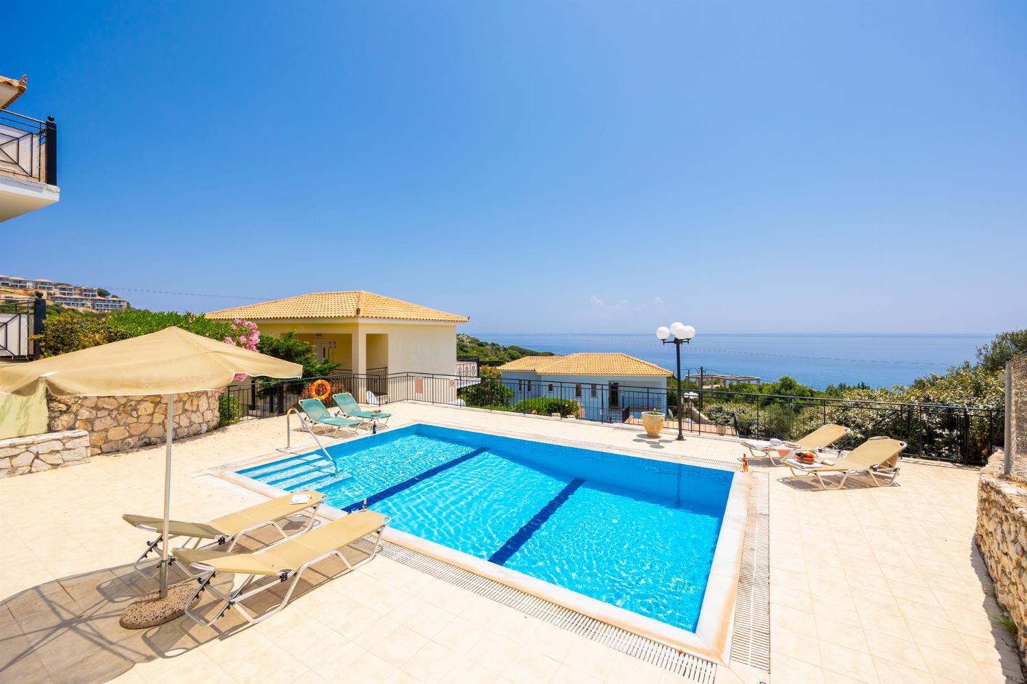 Private pool and terrace with sea views