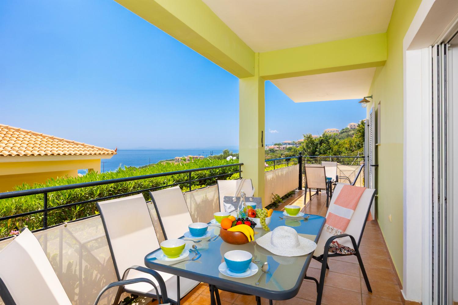 Sheltered terrace area with sea views