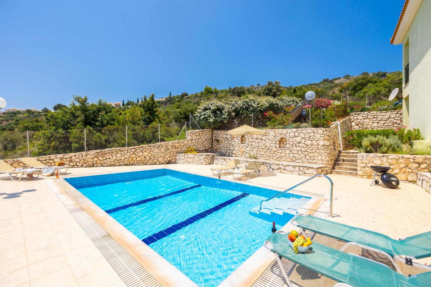 Private pool and terrace with sea views