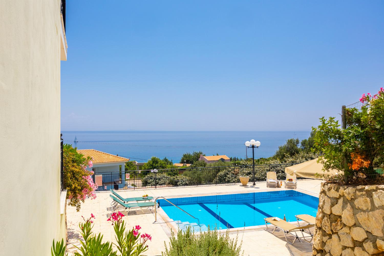 Private pool and terrace with sea views