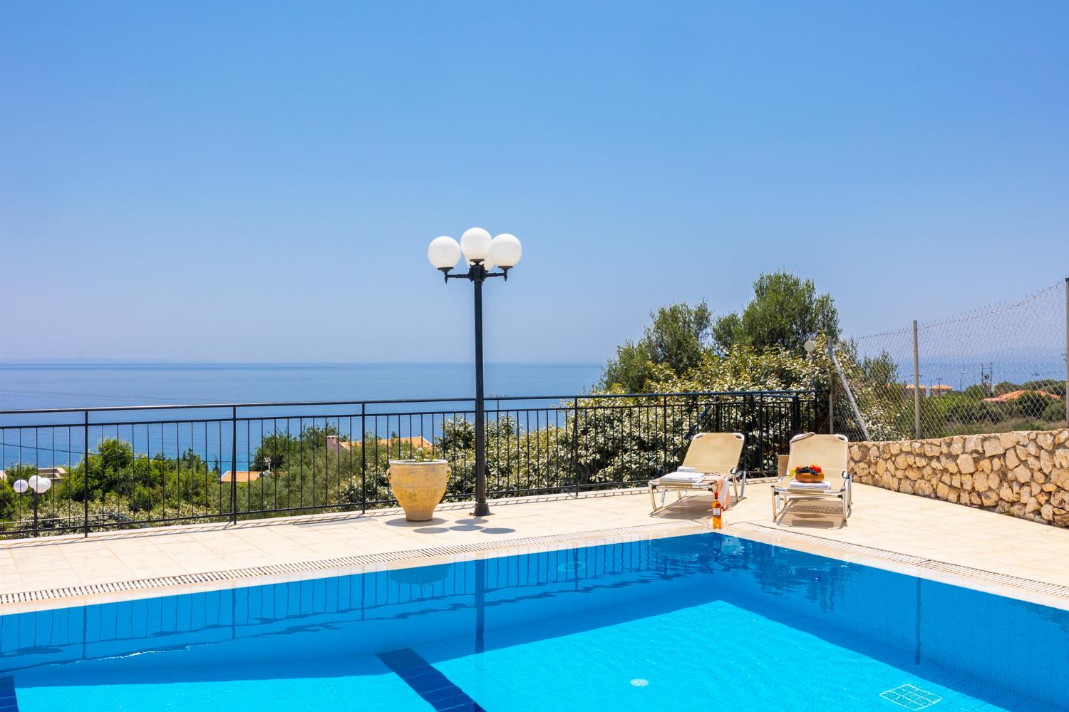 Private pool and terrace with sea views