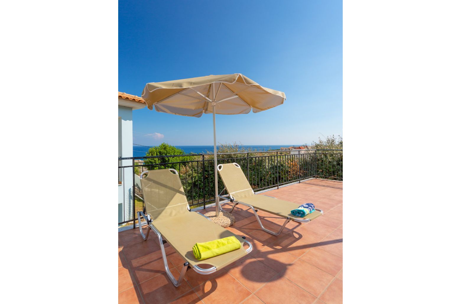 Private pool and terrace with sea views