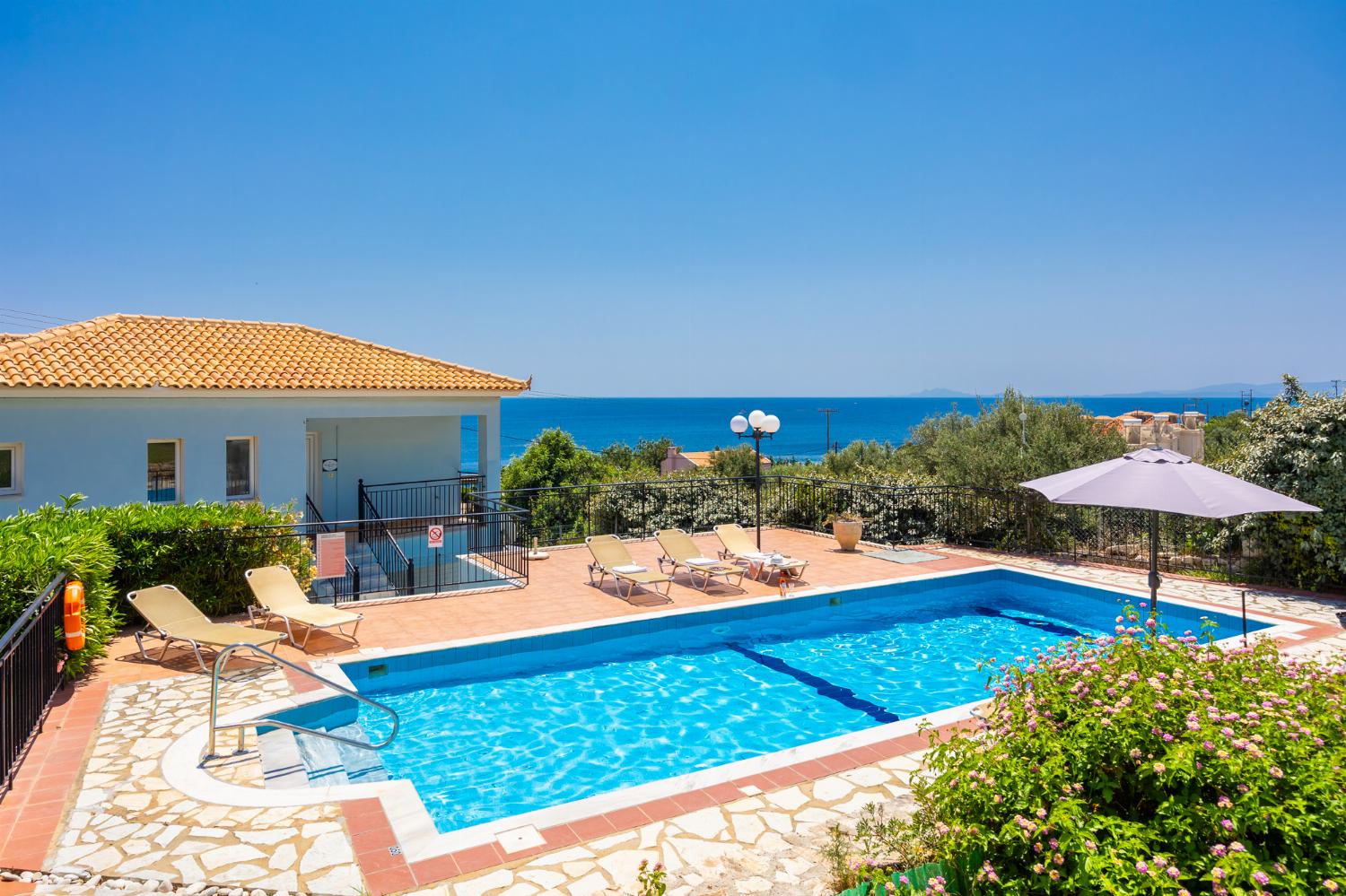 Private pool and terrace with sea views