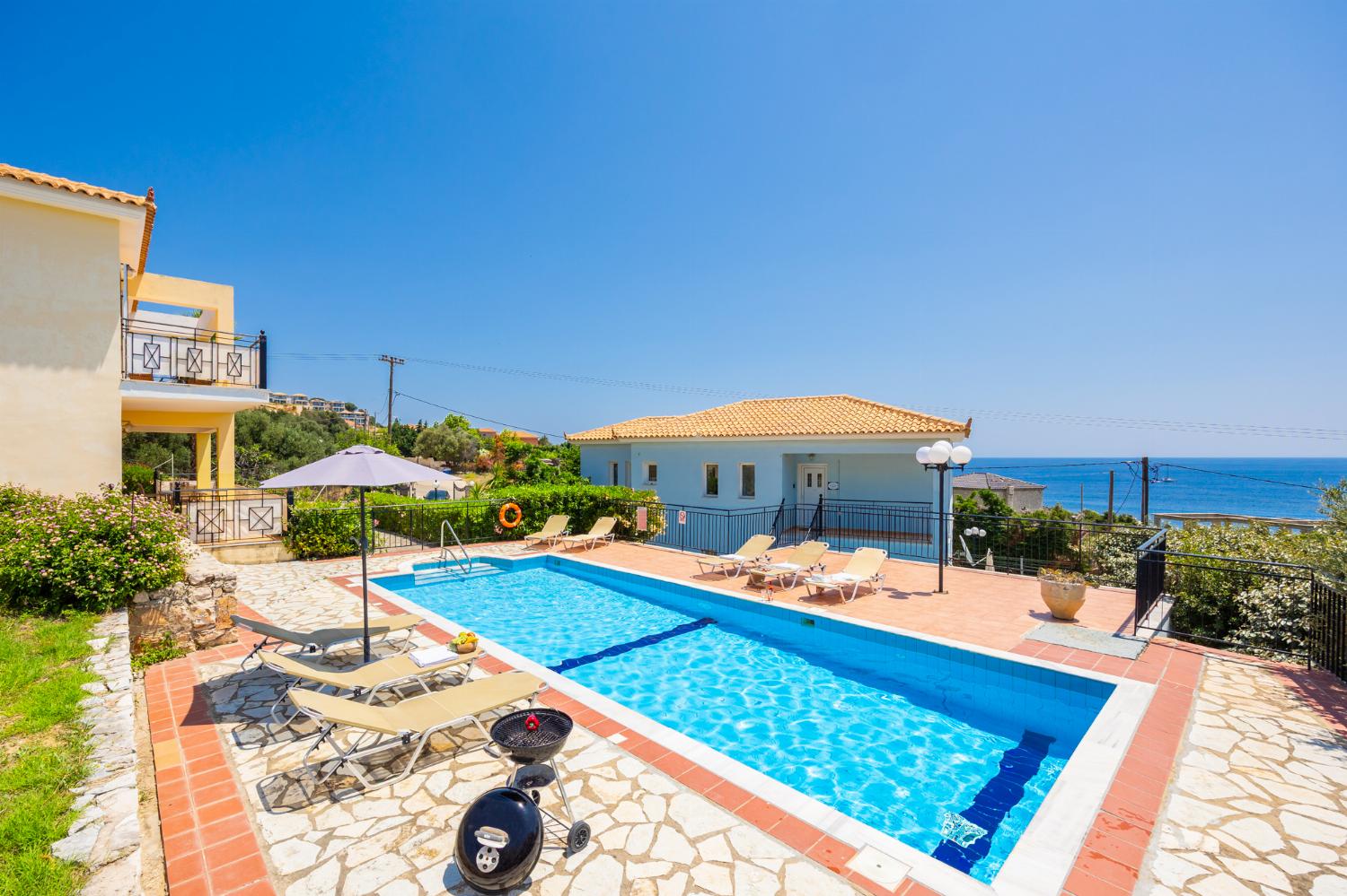 Private pool and terrace with sea views