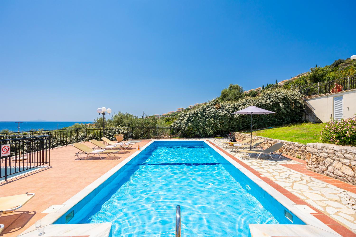 Private pool and terrace with sea views