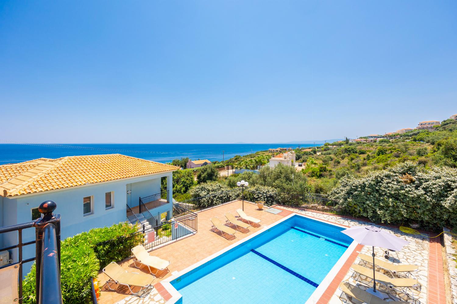 Private pool and terrace with sea views