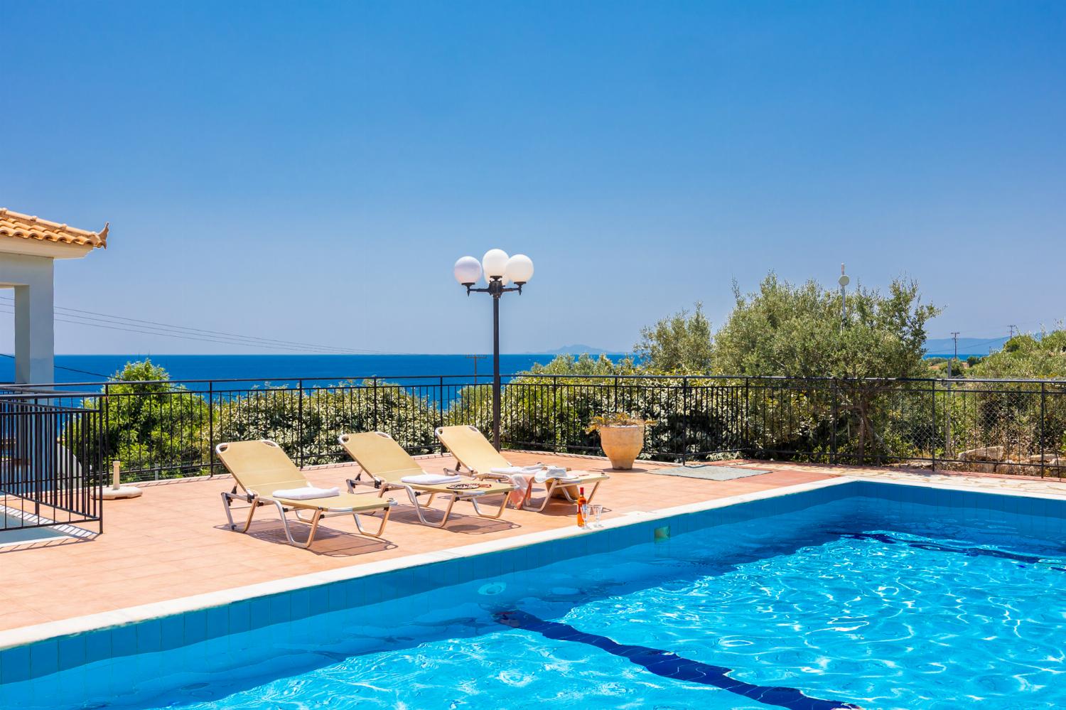 Private pool and terrace with sea views