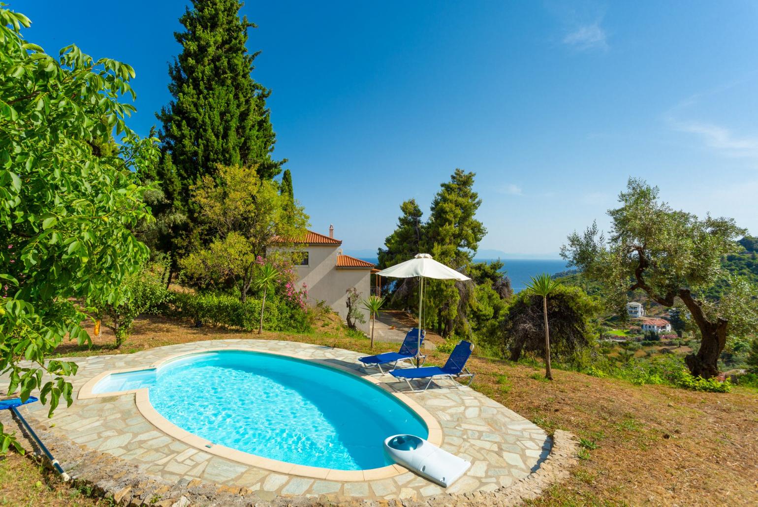 Beautiful villa with private pool, terrace, and garden with sea views