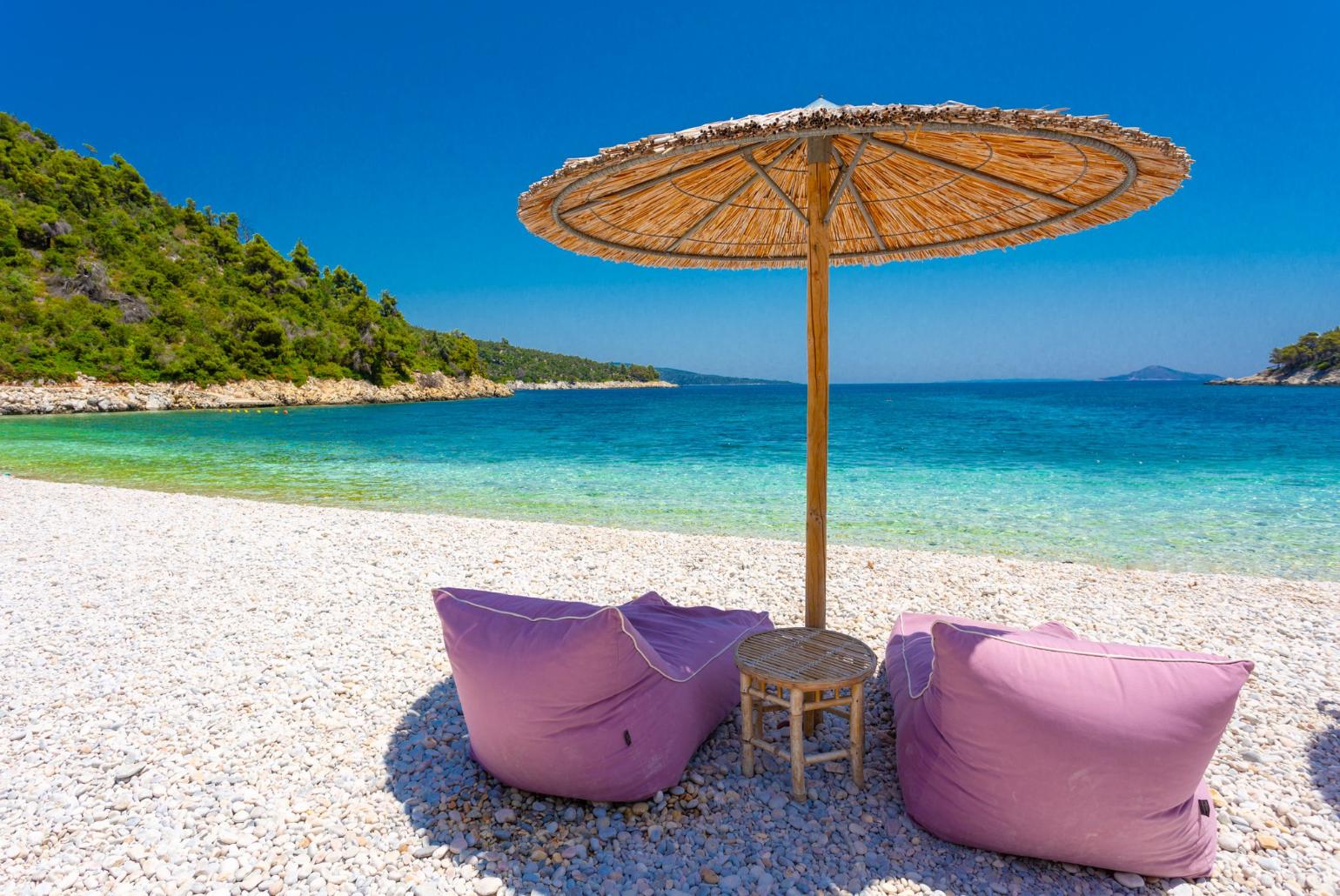 Leftos Gialos Beach - only a 1 minute walk from Villa Tassoula