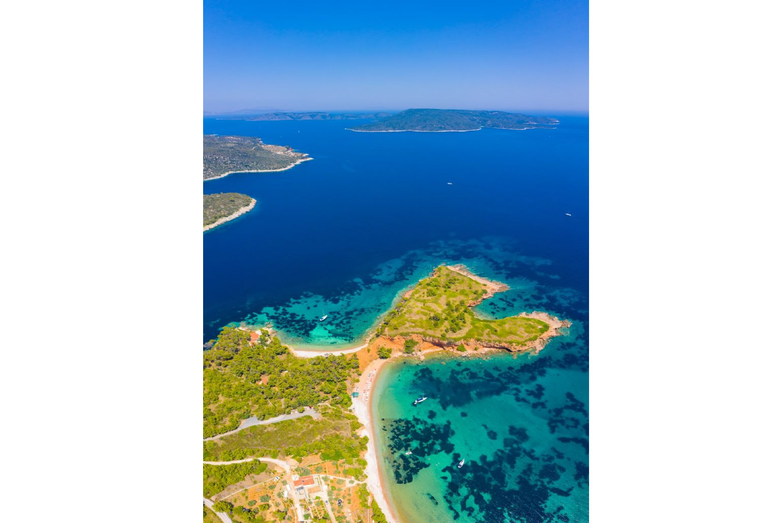 Aerial view of Kokkinokastro Beach - only a short drive from Villa Tassoula