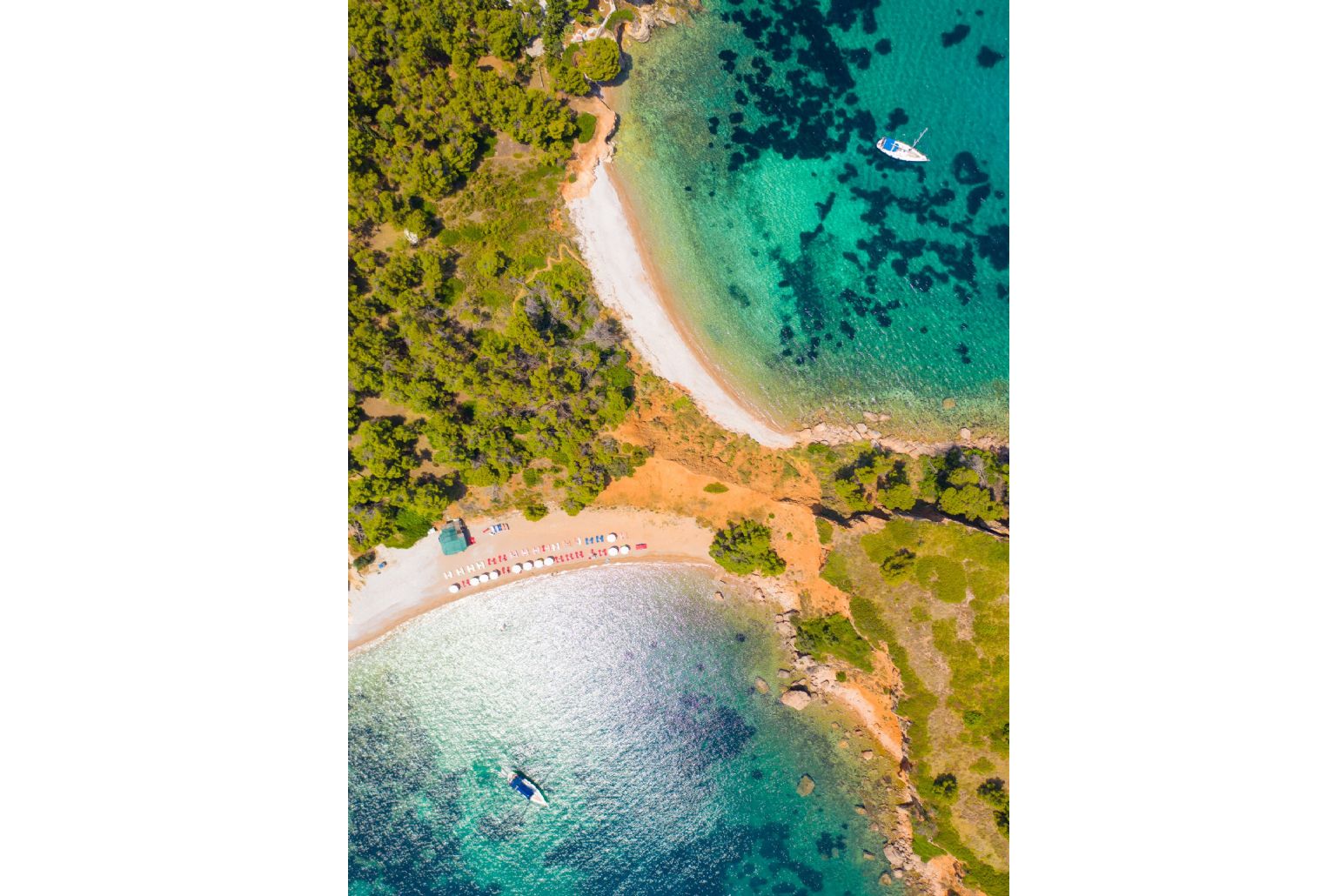 Aerial view of Kokkinokastro Beach - only a short drive from Villa Tassoula