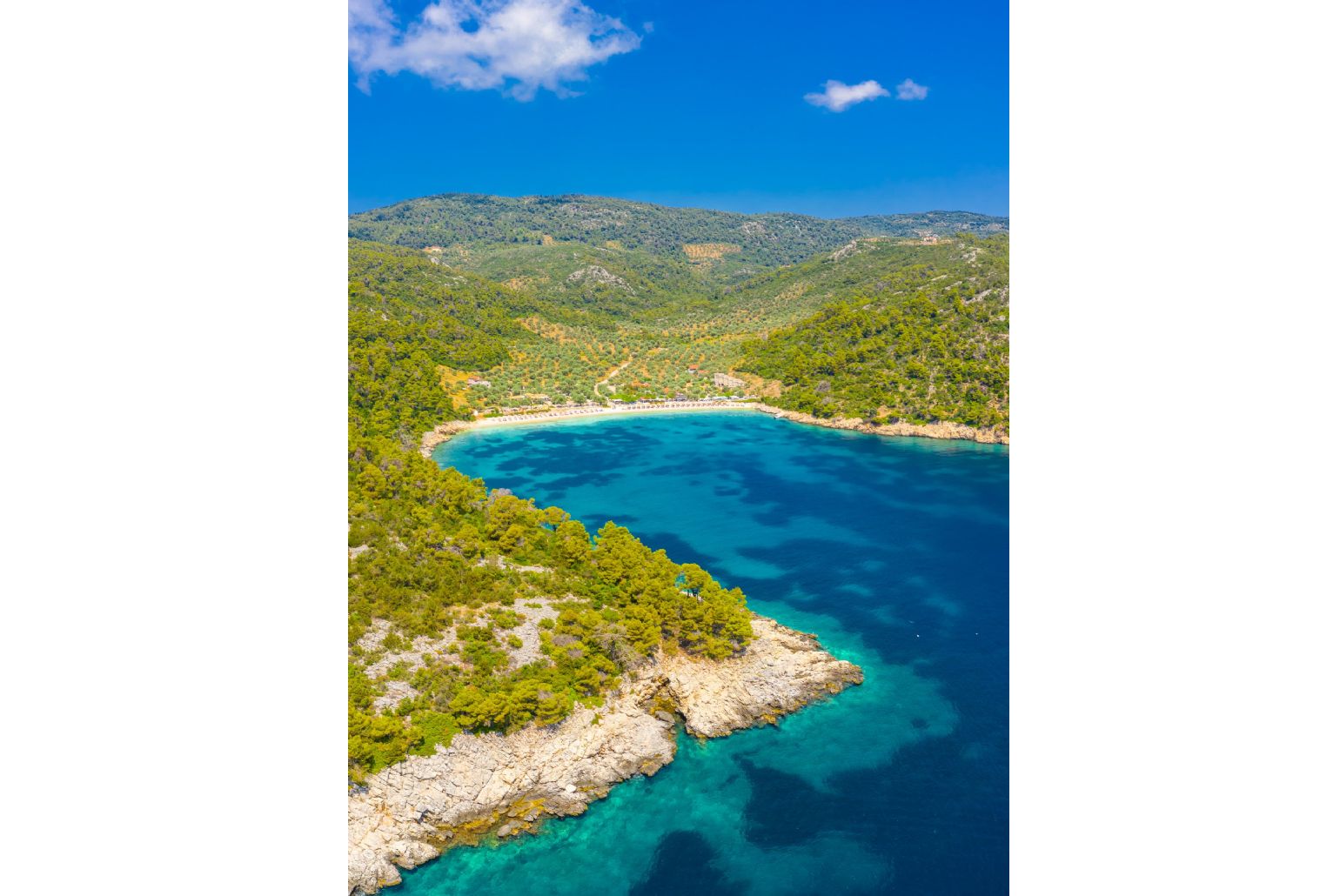 Aerial view of Leftos Gialos Beach